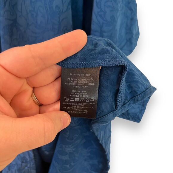 Anthropologie Holding Horses Leyton Open-Shoulder Swing Dress Size Medium Blue - Picture 8 of 11